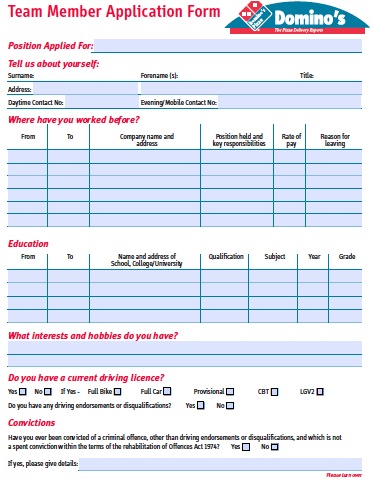 Image of dominos application online