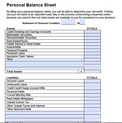 Balance Sheet Template Pdf personal balance sheet quotes Balance Sheet Template Pdf personal balance sheet quotes