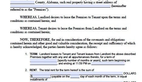 residential lease rental agreement form
