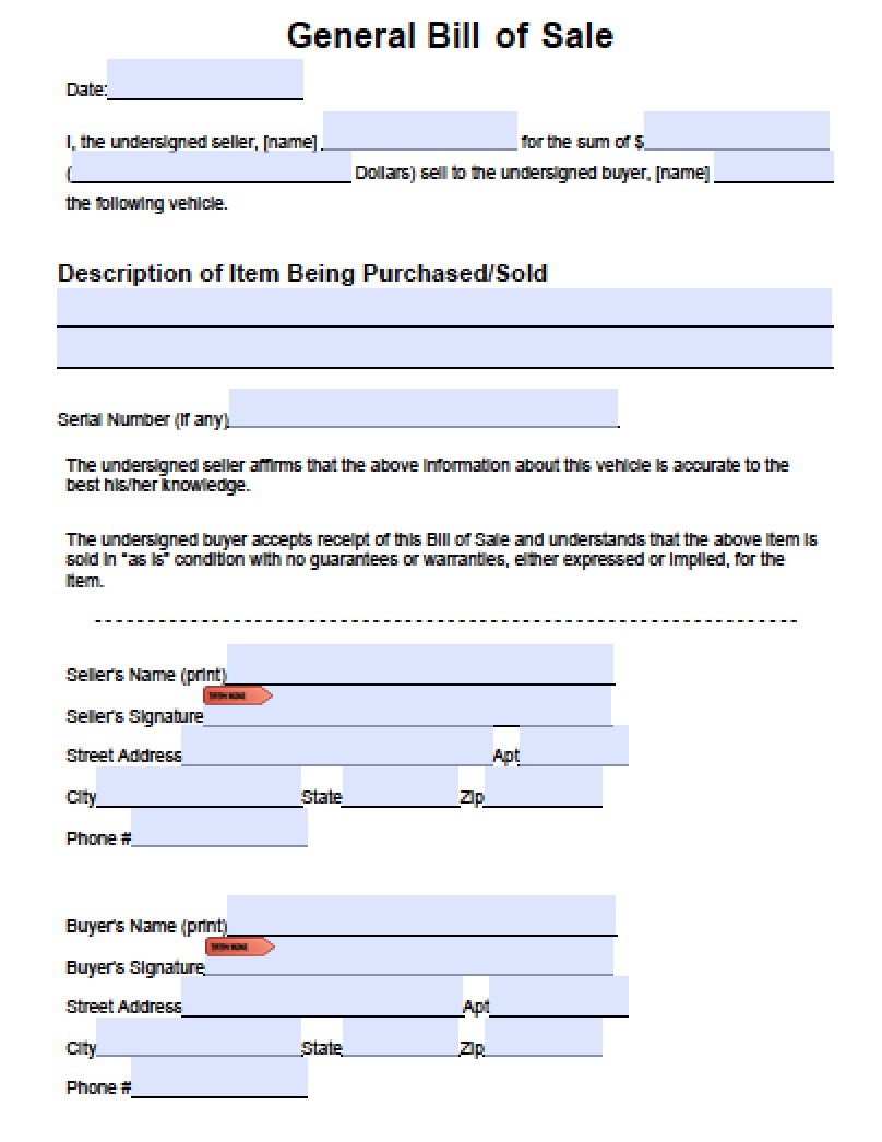 General bill of sale template proxylasopa