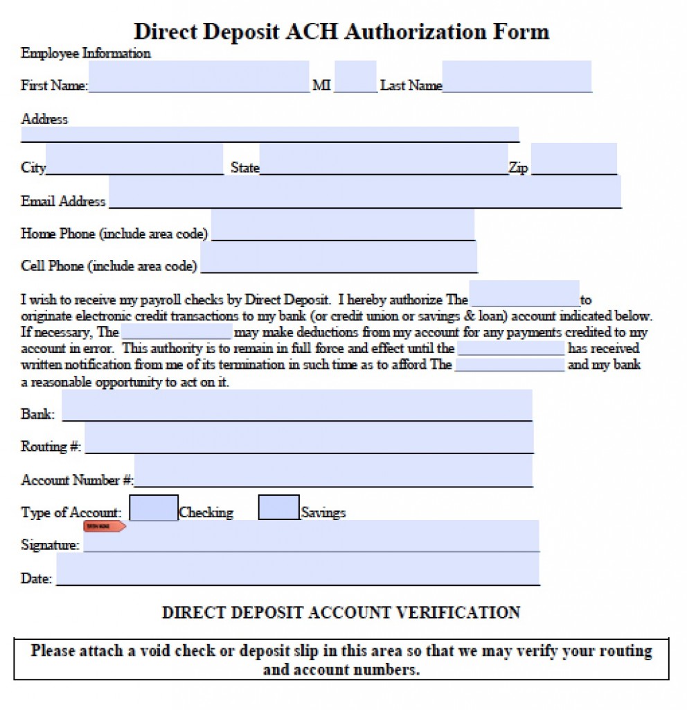 Download ACH Direct Deposit Authorization Form PDF RTF Word 