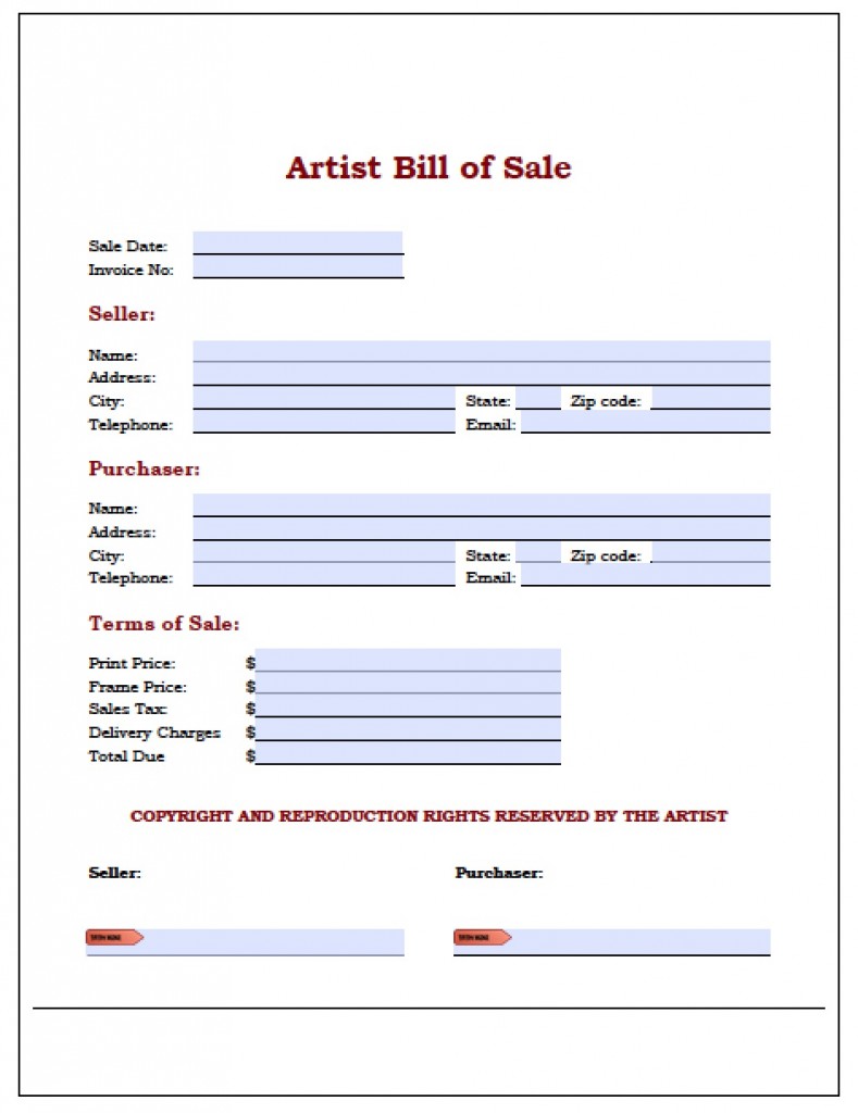 Art Bill of Sale