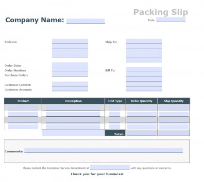 Blank Packing Slip | PDF | Word | Excel
