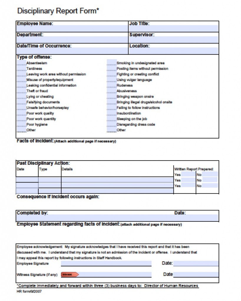 Download Employee Write-up Forms 