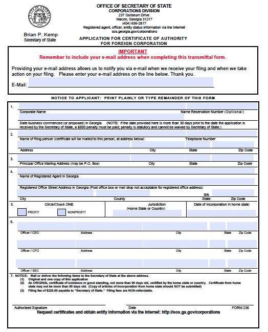 georgia-foreign-articles-of-incorporation-form - wikiDownload wikiDownload