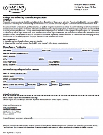kaplan-university-online-transcript-request-form