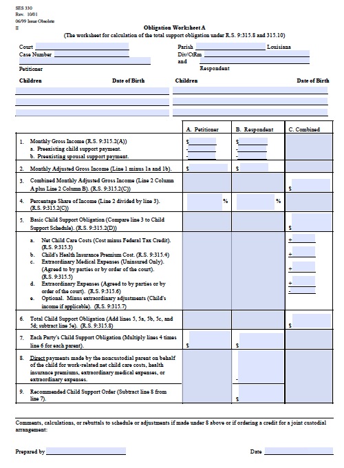 louisiana-child-support-obligations-worksheet-a - wikiDownload wikiDownload