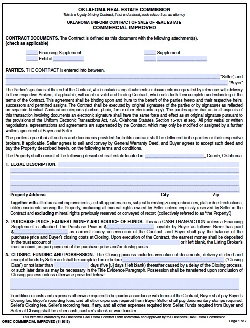 oklahoma-commercial-property-purchase-and-sale-agreement - wikiDownload ...