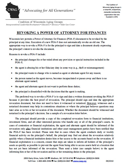 financial power of attorney wisconsin statute